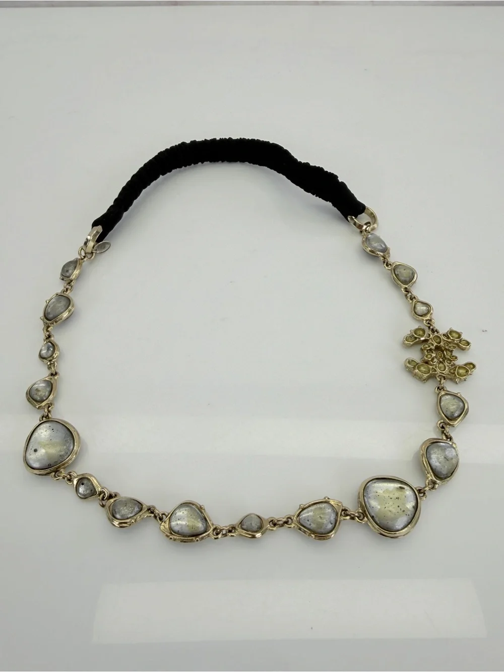 Chanel CC Stone Elastic Headband Rare